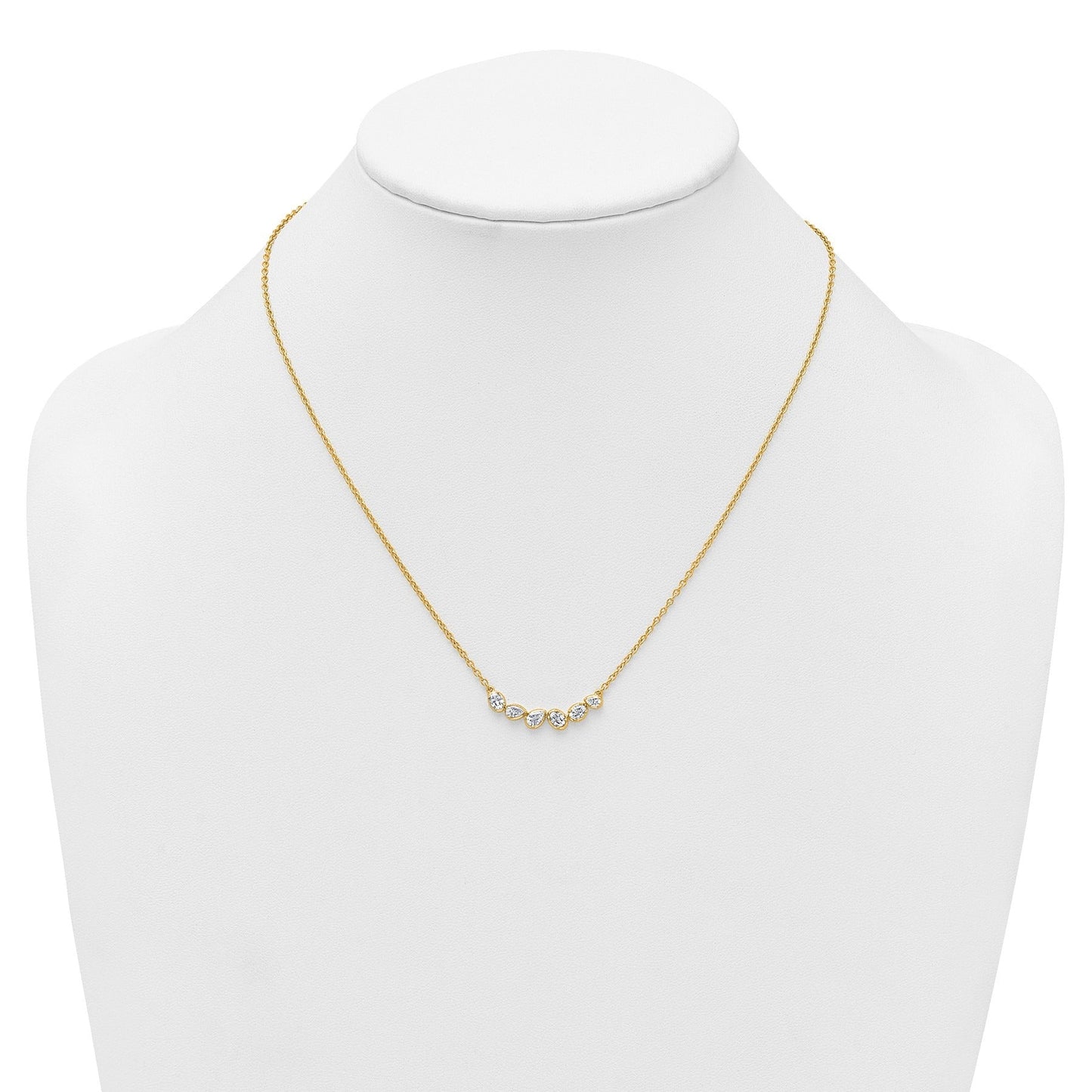 Lab Grown Diamond 14K Gold Leaf Bar Necklace