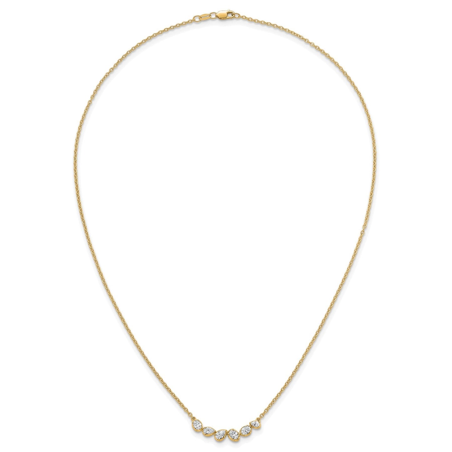 Lab Grown Diamond 14K Gold Leaf Bar Necklace