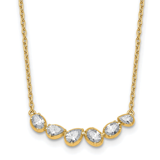 Lab Grown Diamond 14K Gold Leaf Bar Necklace