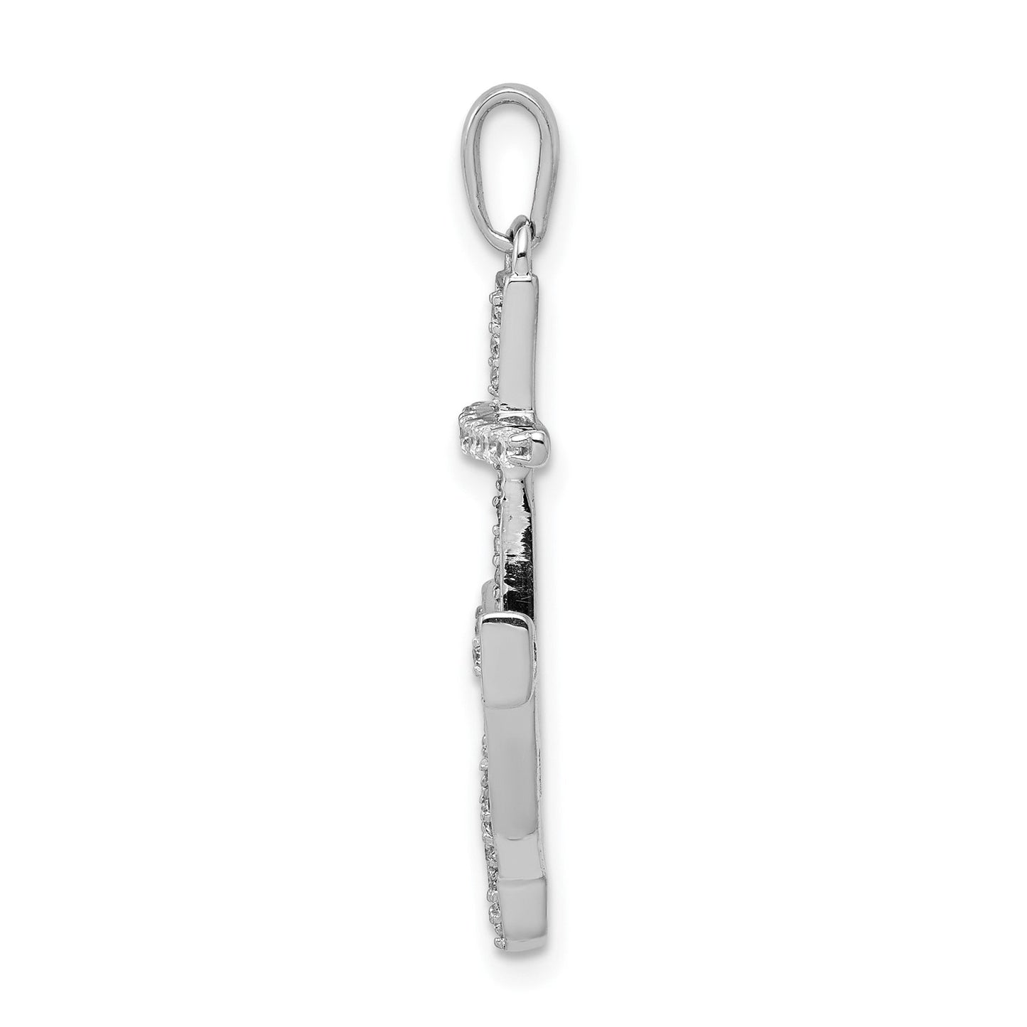 14k White Gold 1/4 carat Lab Grown Diamond Anchor Pendant