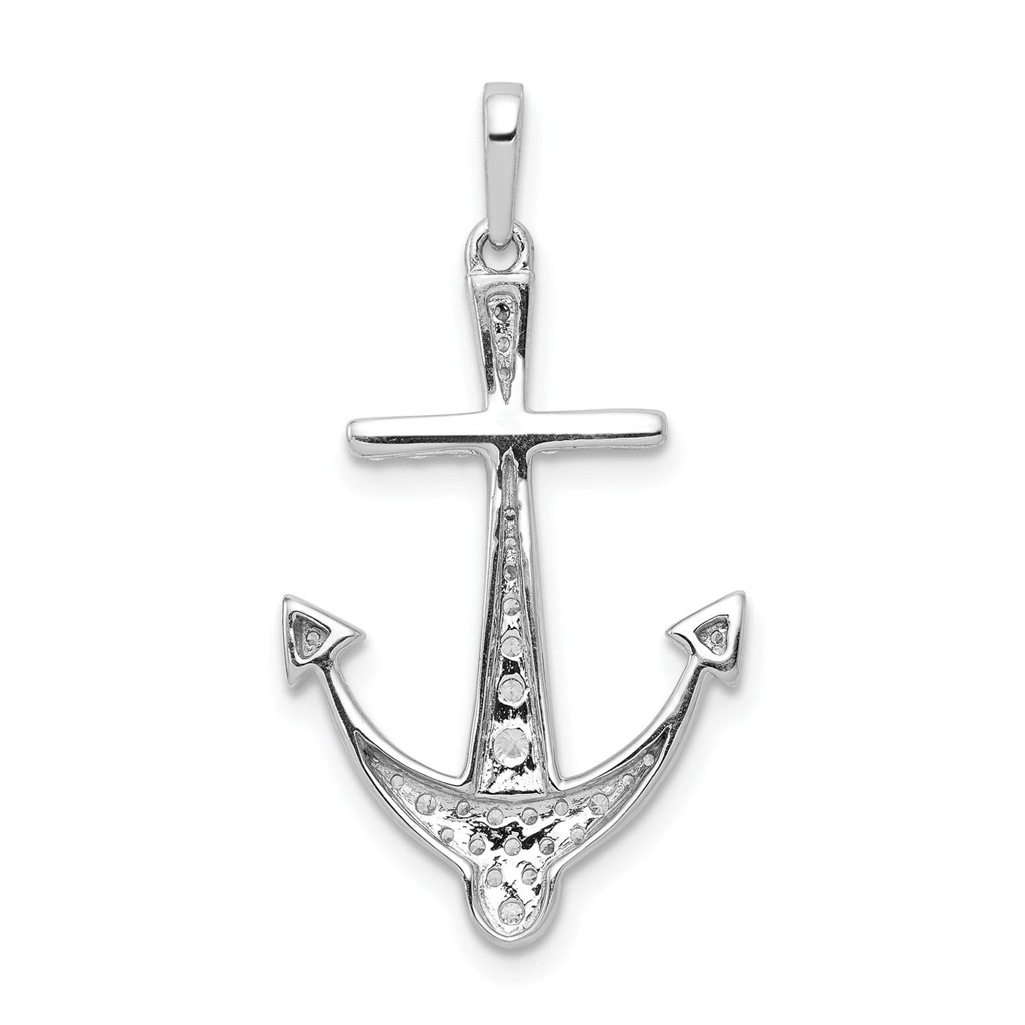 14k White Gold 1/4 carat Lab Grown Diamond Anchor Pendant