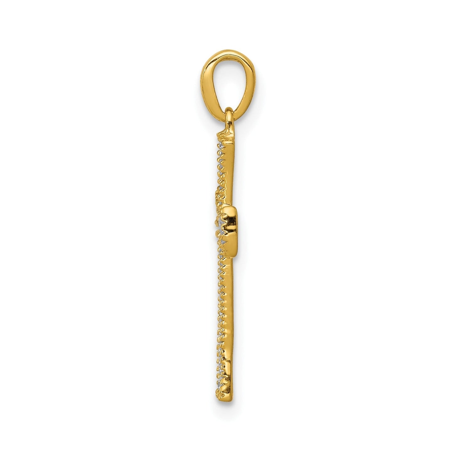 14k Yellow Gold 1/10 carat Lab Grown Diamond Cross Pendant