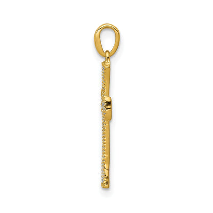14k Yellow Gold 1/10 carat Lab Grown Diamond Cross Pendant