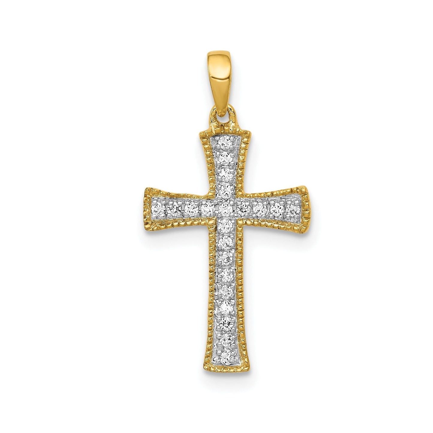 14k Yellow Gold 1/10 carat Lab Grown Diamond Cross Pendant