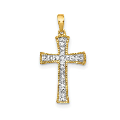 14k Yellow Gold 1/10 carat Lab Grown Diamond Cross Pendant