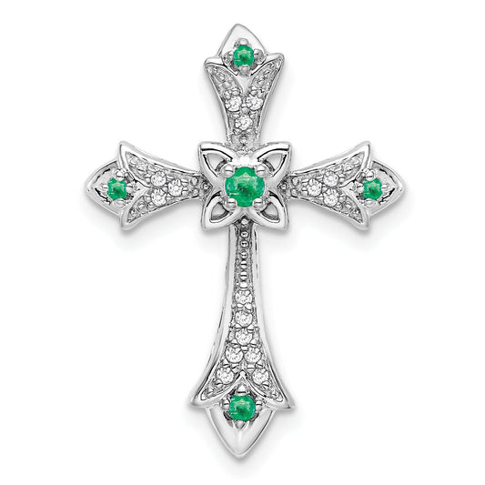 Gold Round Natural Emerald and Diamond Pendant