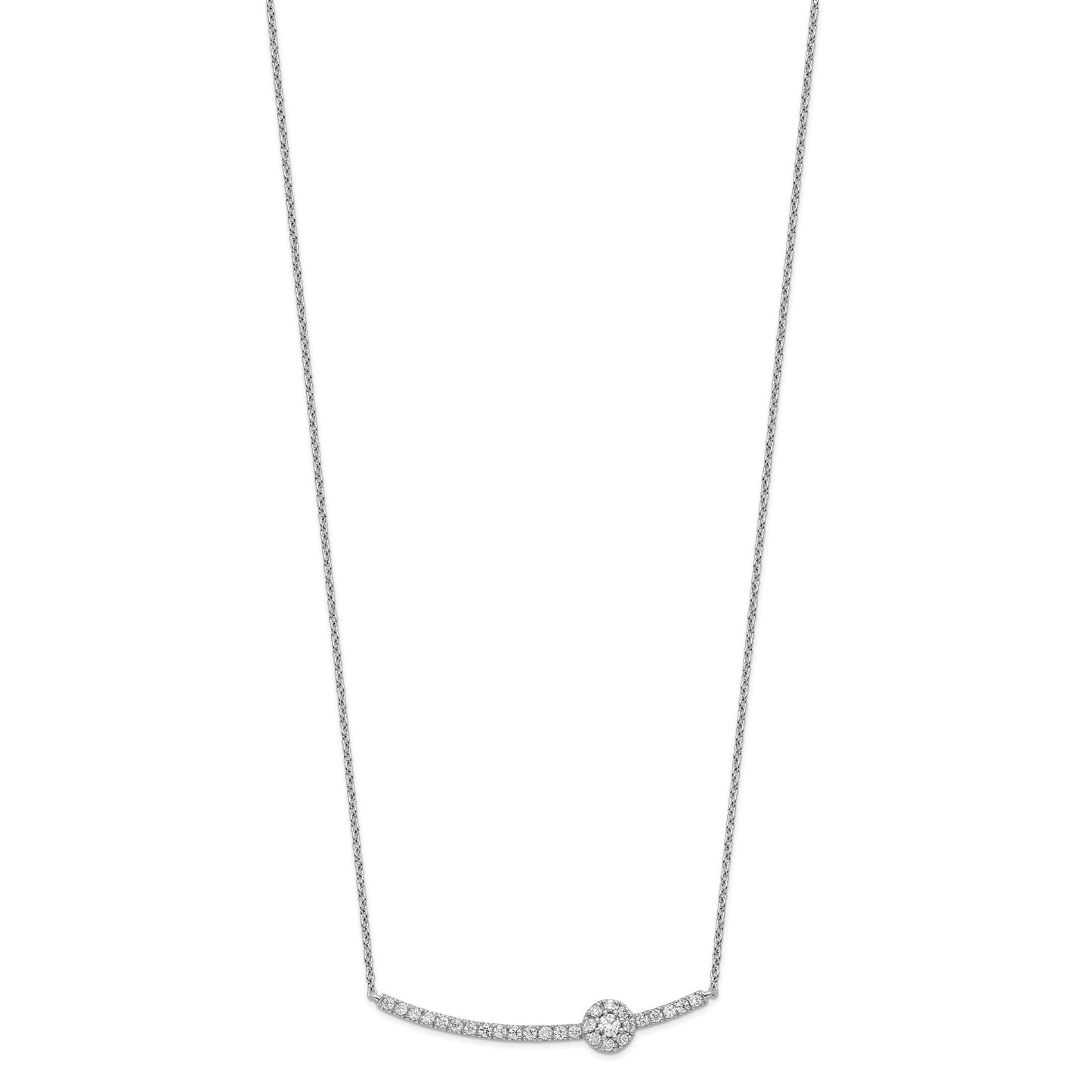 14k White Gold Lab Grown Diamond Fashion Bar Necklace 1/2 ctw