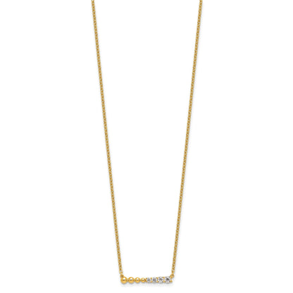 14k Lab Grown Diamond Beaded Bar Necklace 1/4 ctw