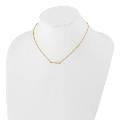 14k Lab Grown Diamond Beaded Bar Necklace 1/4 ctw