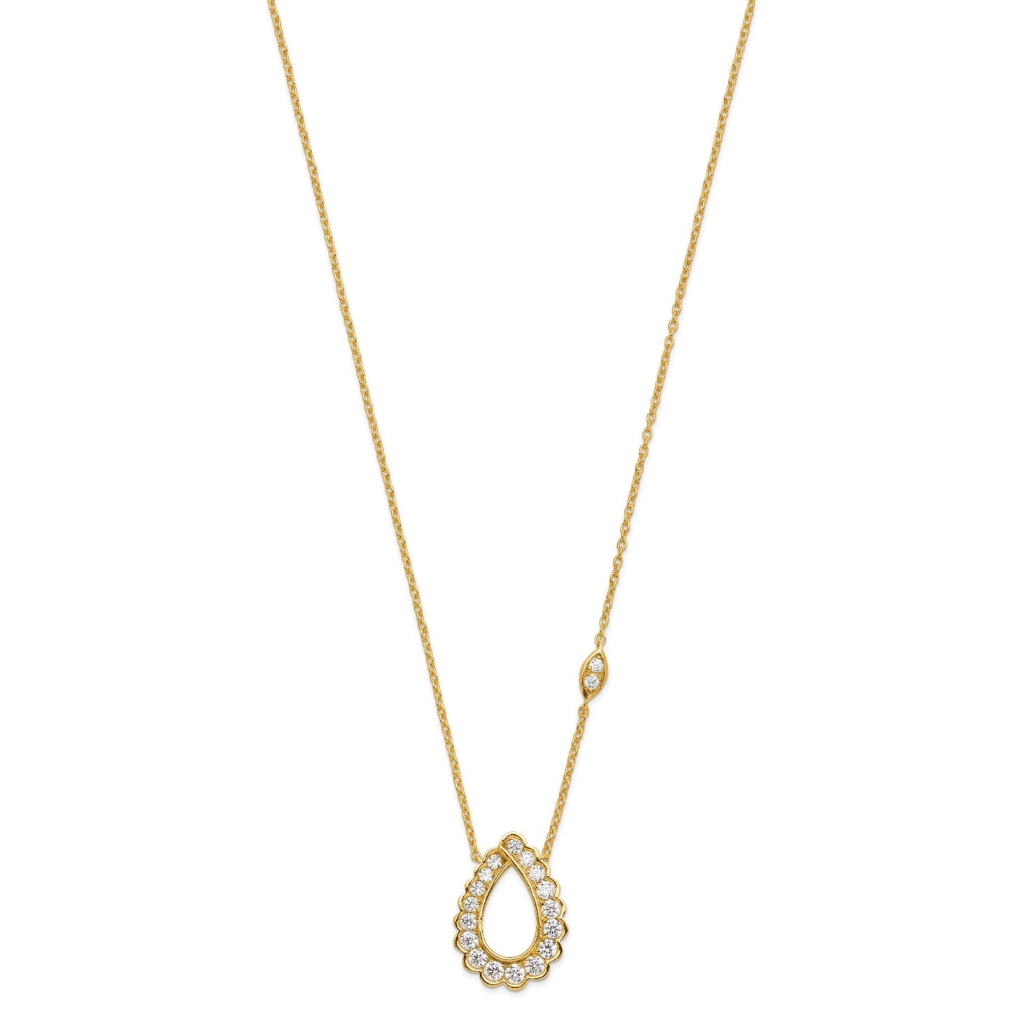 14k 3/4 Carat Lab Grown Diamond Fashion Teardrop Necklace