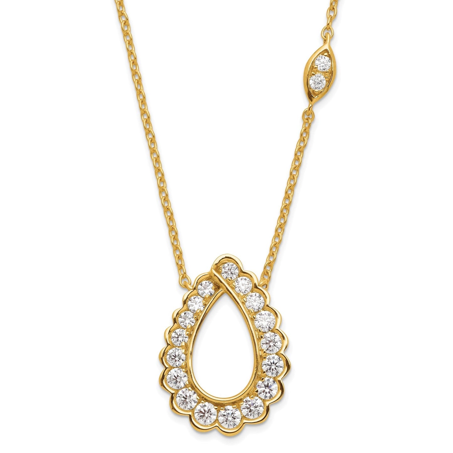 14k 3/4 Carat Lab Grown Diamond Fashion Teardrop Necklace