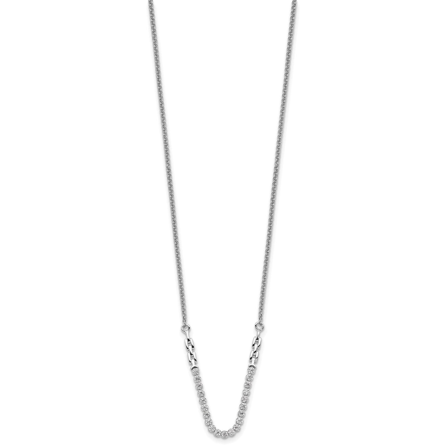14k White Gold Lab Grown Diamond Adjustable Tennis Bolo Necklace 1/2 ctw.