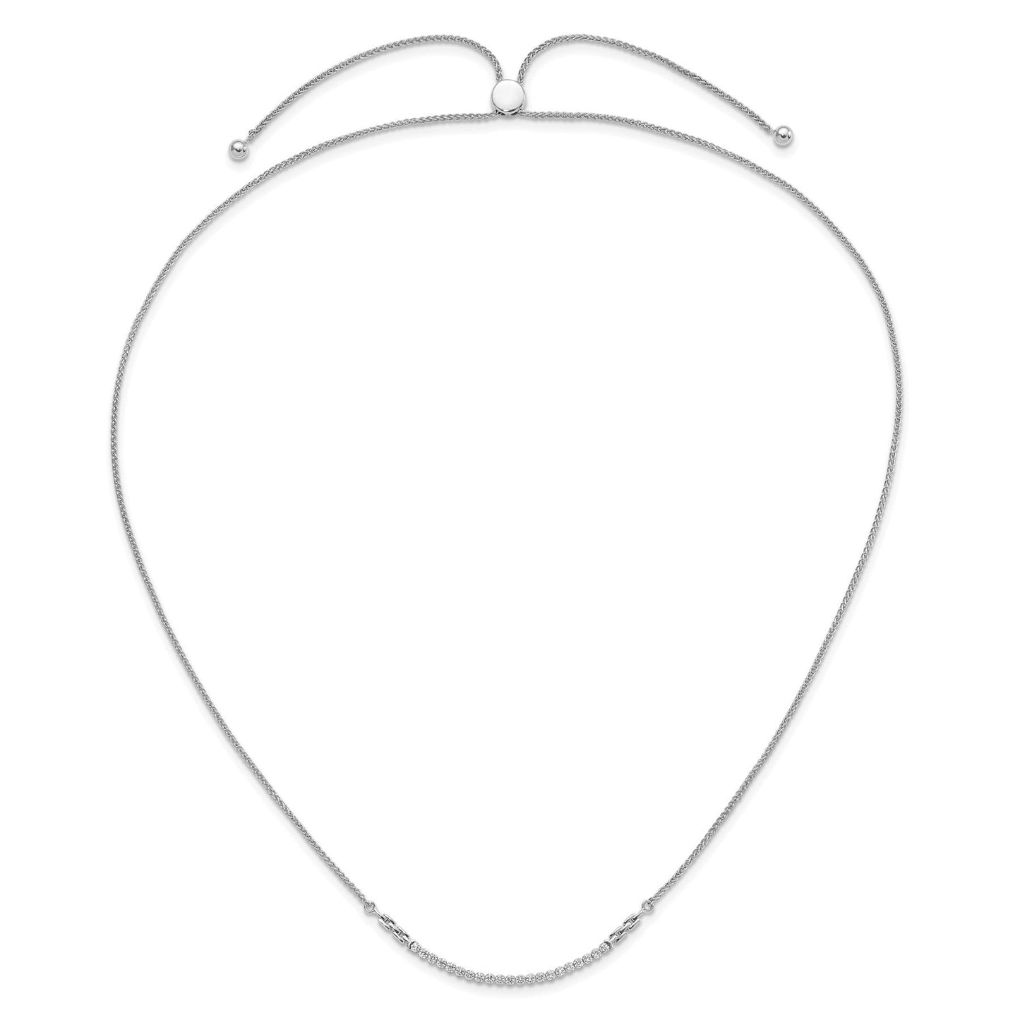 14k White Gold Lab Grown Diamond Adjustable Tennis Bolo Necklace 1/2 ctw.