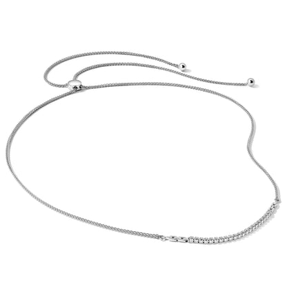 14k White Gold Lab Grown Diamond Adjustable Tennis Bolo Necklace 1/2 ctw.
