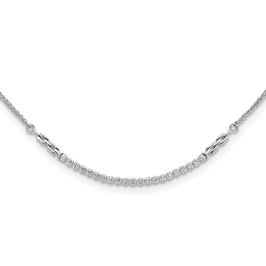 14k White Gold Lab Grown Diamond Adjustable Tennis Bolo Necklace 1/2 ctw.
