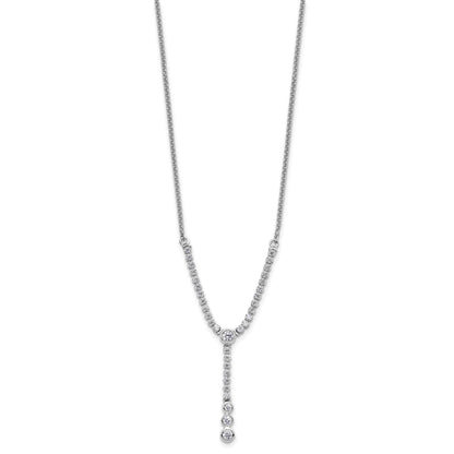 14k White Gold Lab Grown Diamond Tennis Style Bolo Necklace 1 ctw