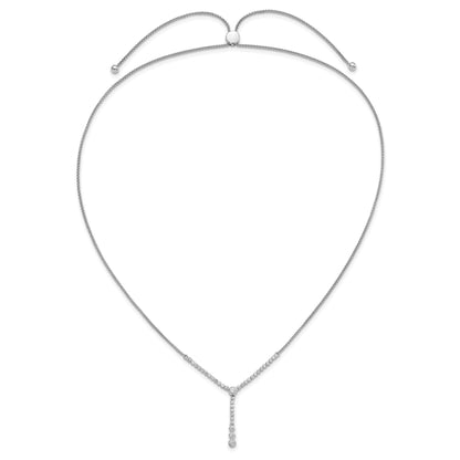 14k White Gold Lab Grown Diamond Tennis Style Bolo Necklace 1 ctw
