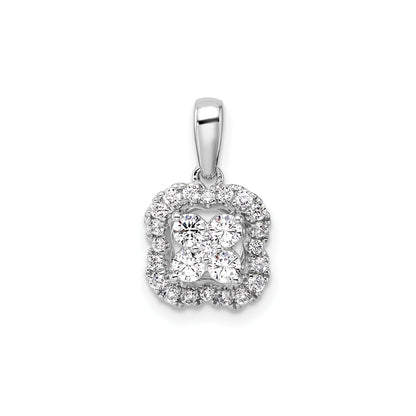 14k White Gold Lab Grown Diamond Square Halo Pendant 3/8 ct
