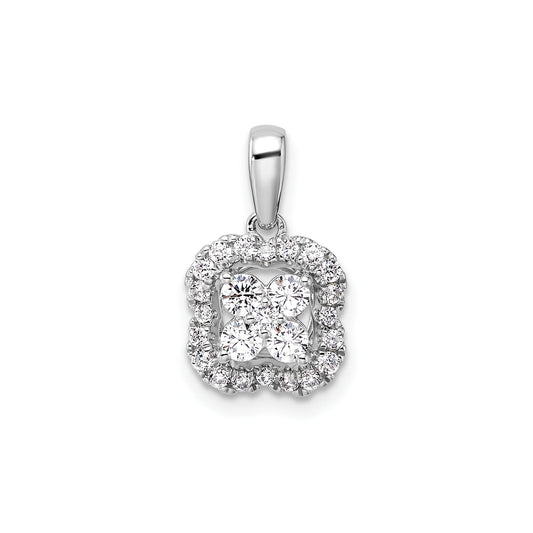 14k White Gold Lab Grown Diamond Square Halo Pendant 3/8 ct
