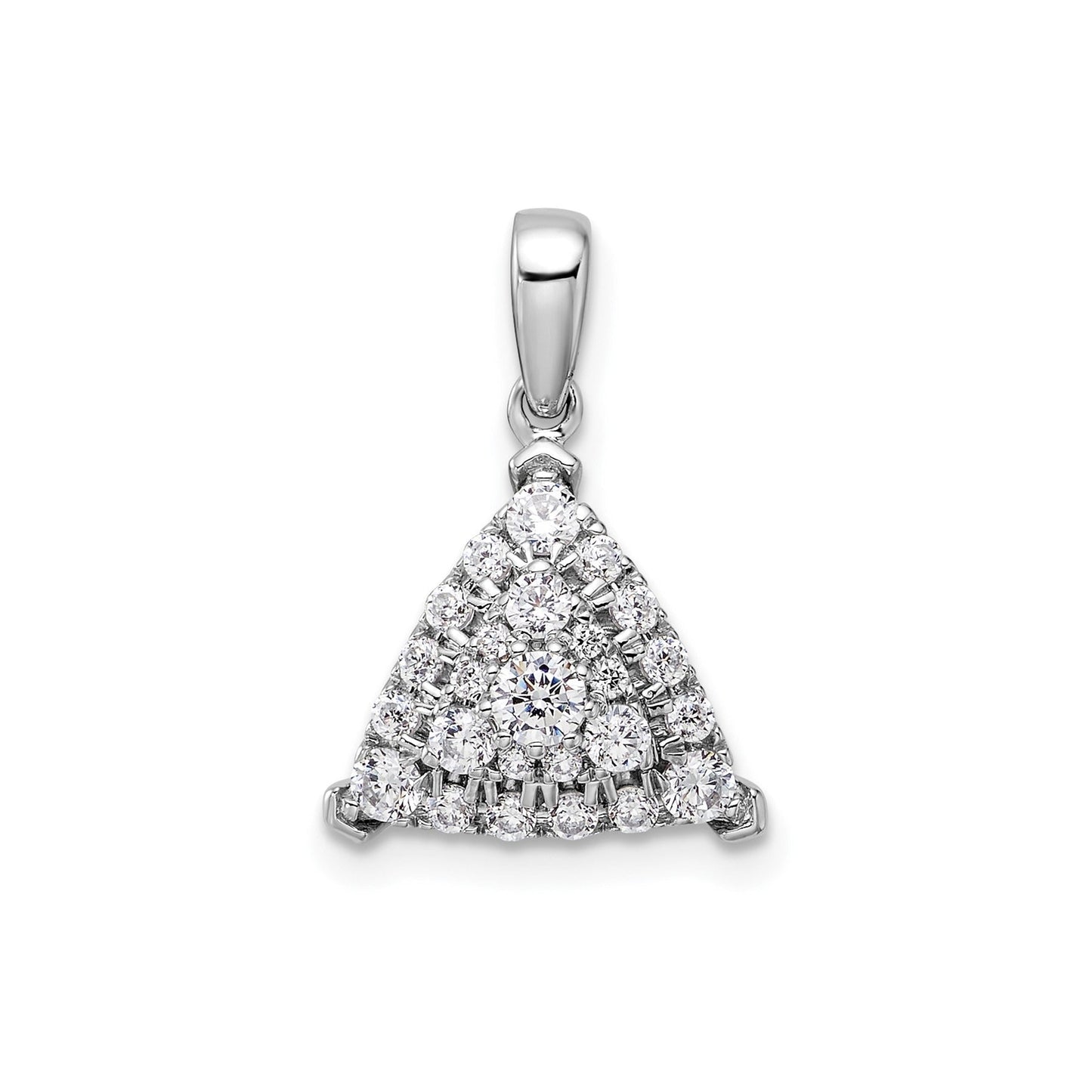 14k White Gold 1/2 carat Lab Grown Diamond Triangle Cluster Pendant