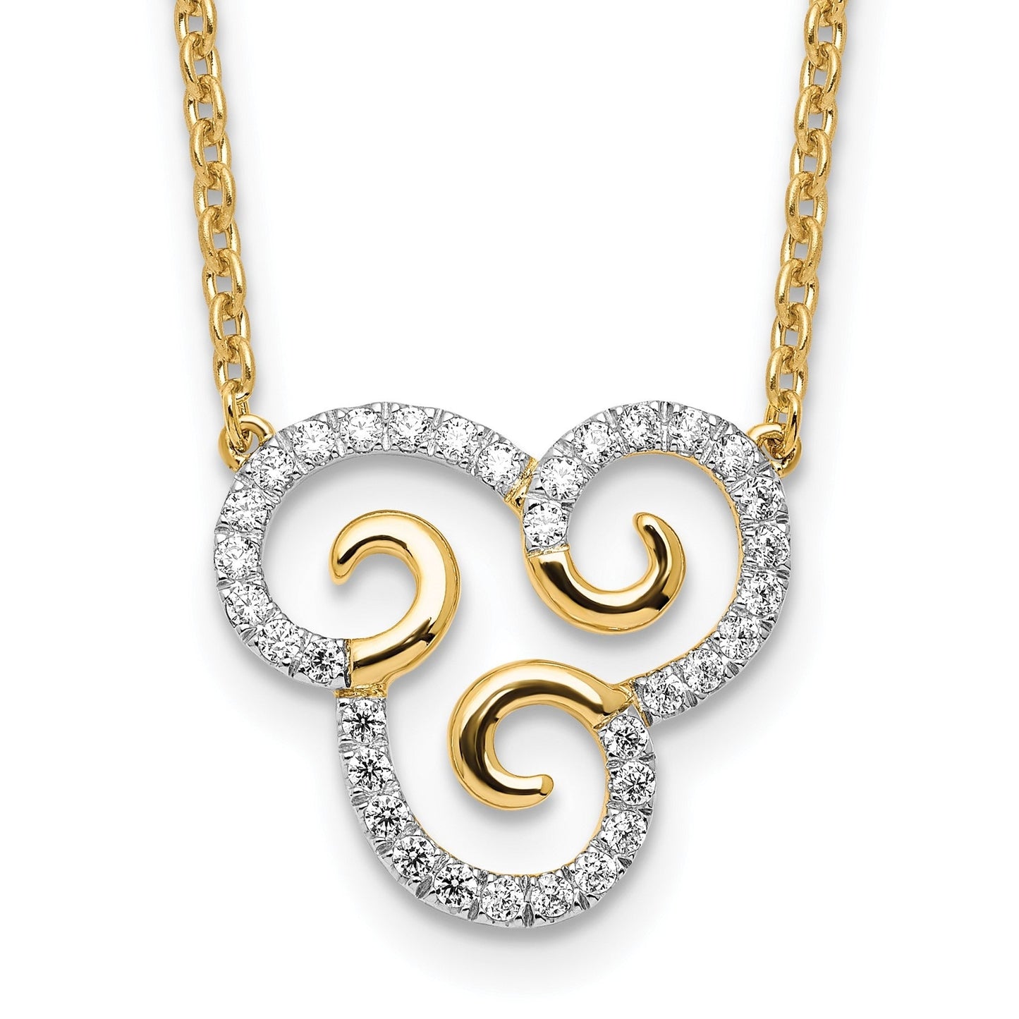 14k 1/4 carat Lab Grown Diamond Complete Swirl Necklace