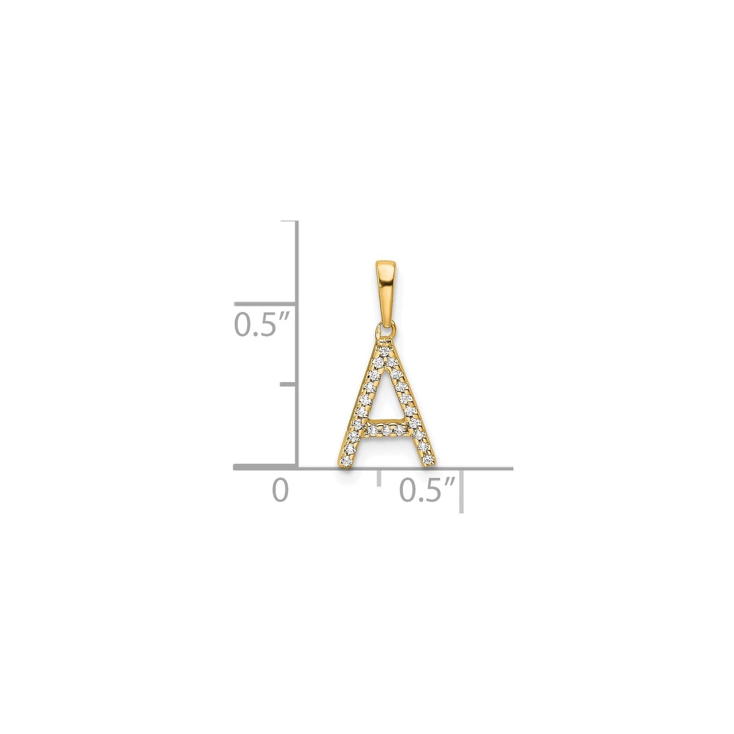 14K Gold Letter Initial Pave Diamond Pendant