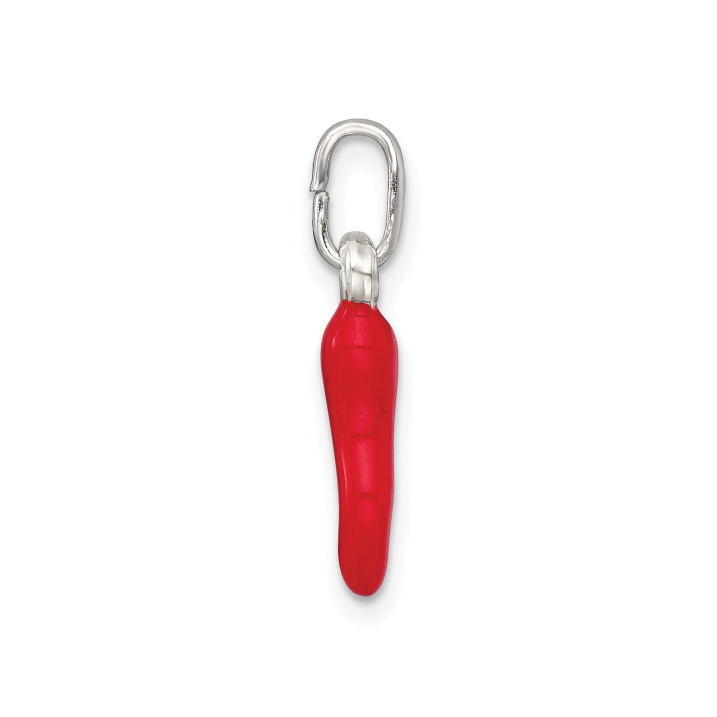Silver Red Enamel Italian Horn Pendant Only