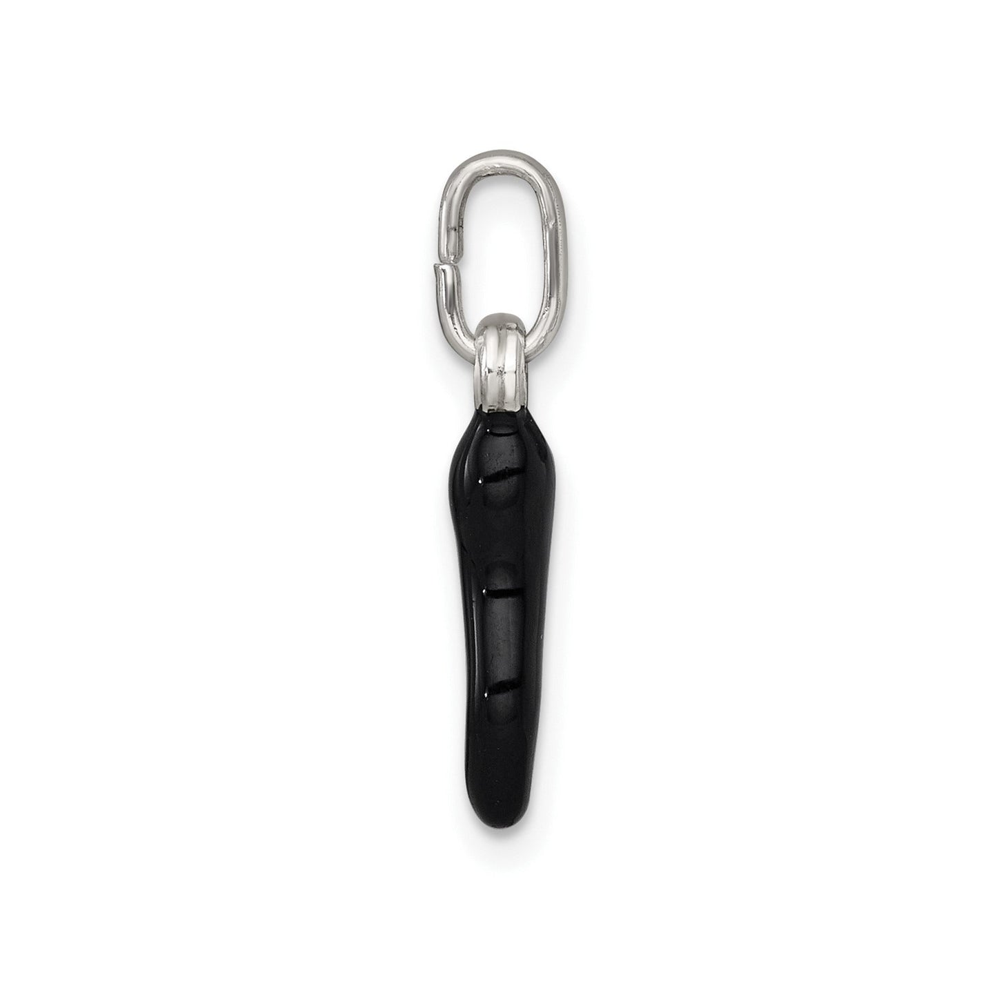 Silver Black Enamel Italian Horn Pendant Only