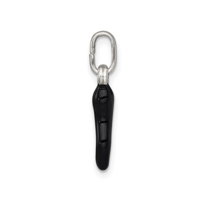 Silver Black Enamel Italian Horn Pendant Only