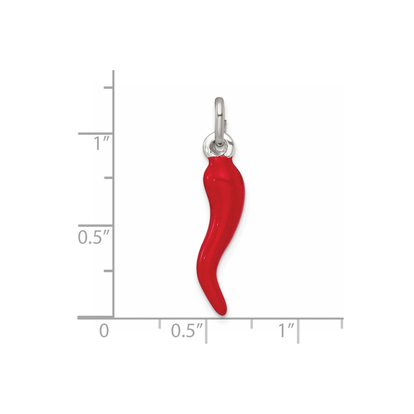 Red Enamel Italian Horn Pendant Only
