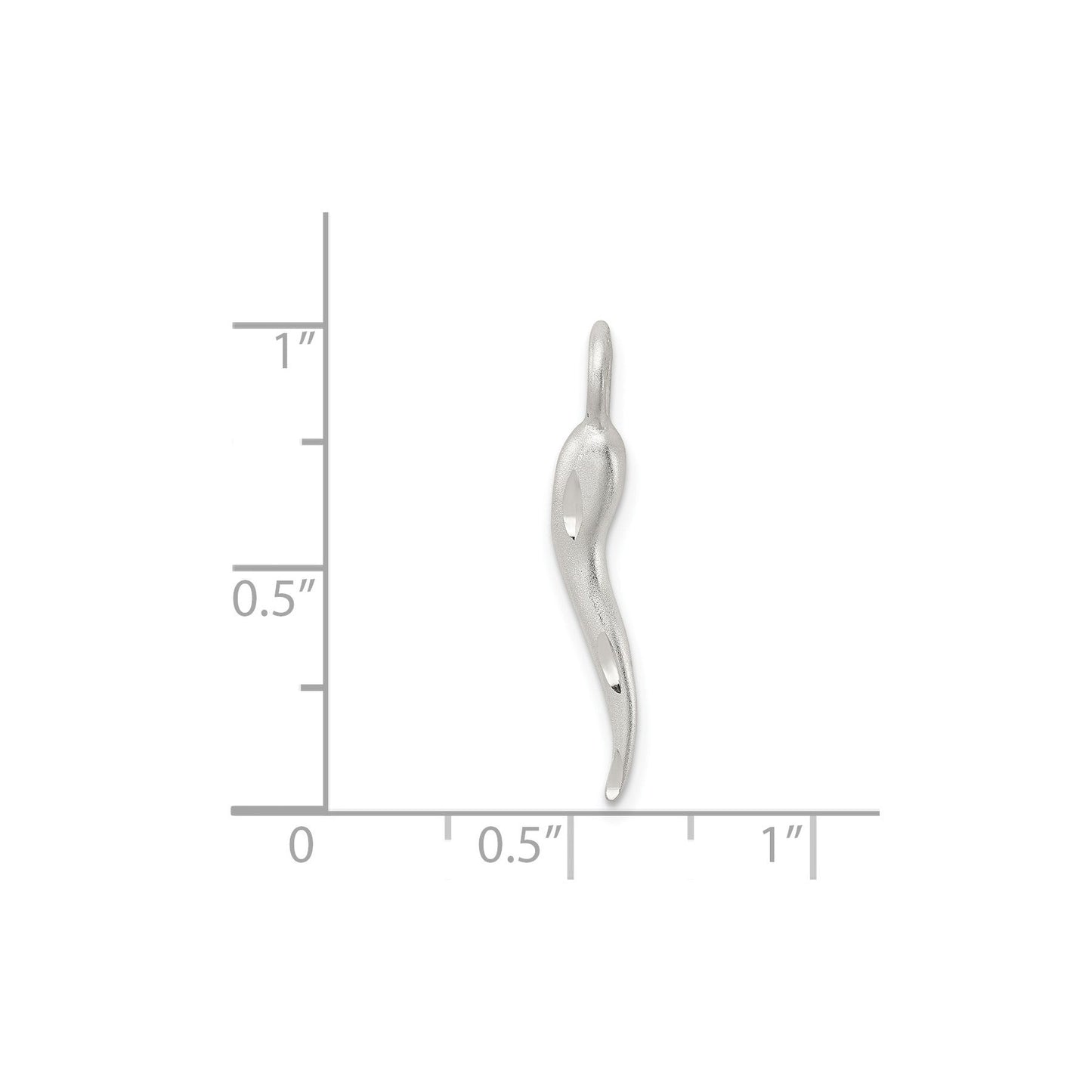 Satin Men Italian Horn Charm Silver Pendant Only