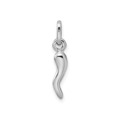 Sterling Silver Rhodium-plated Italian Horn Charm Pendant Only