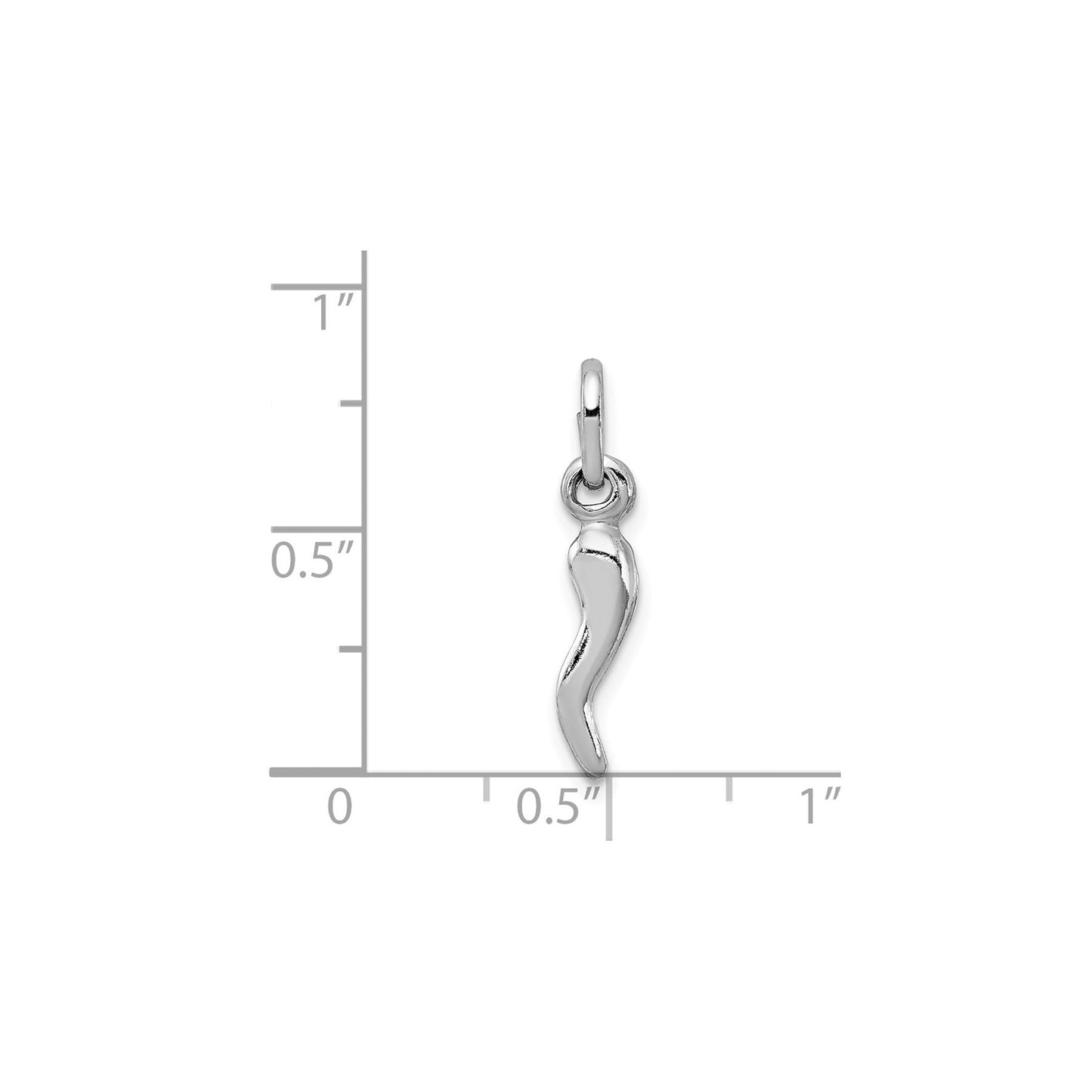 Sterling Silver Rhodium-plated Italian Horn Charm Pendant Only