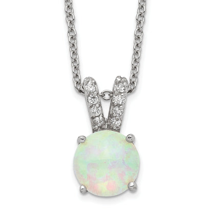 Lab Created Opal Split Bail 18 Inch Necklace Sterling Silver