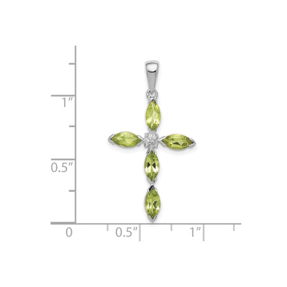 Sterling Silver Natural Peridot and Diamond Pendant