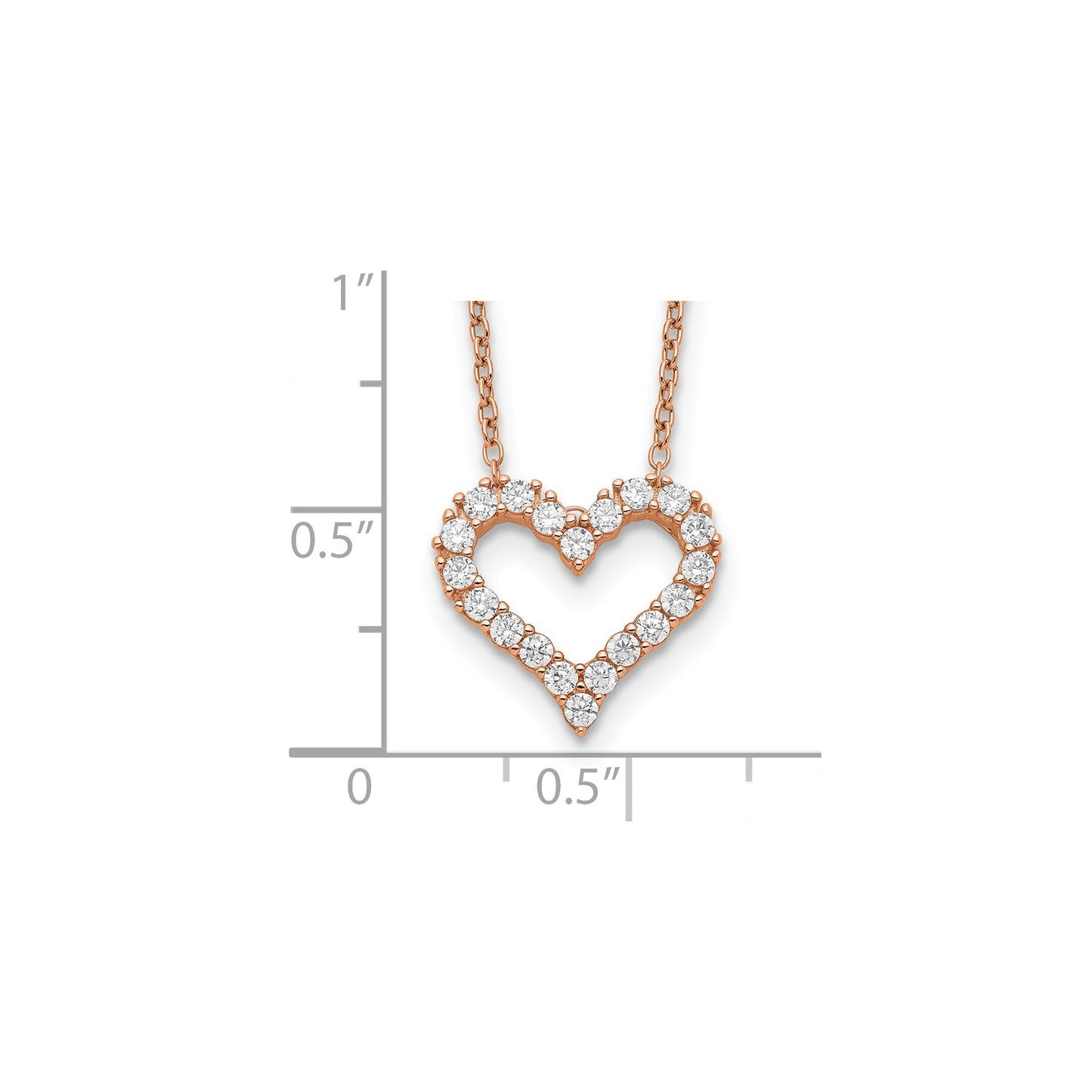 Sterling Silver CZ Heart Necklace