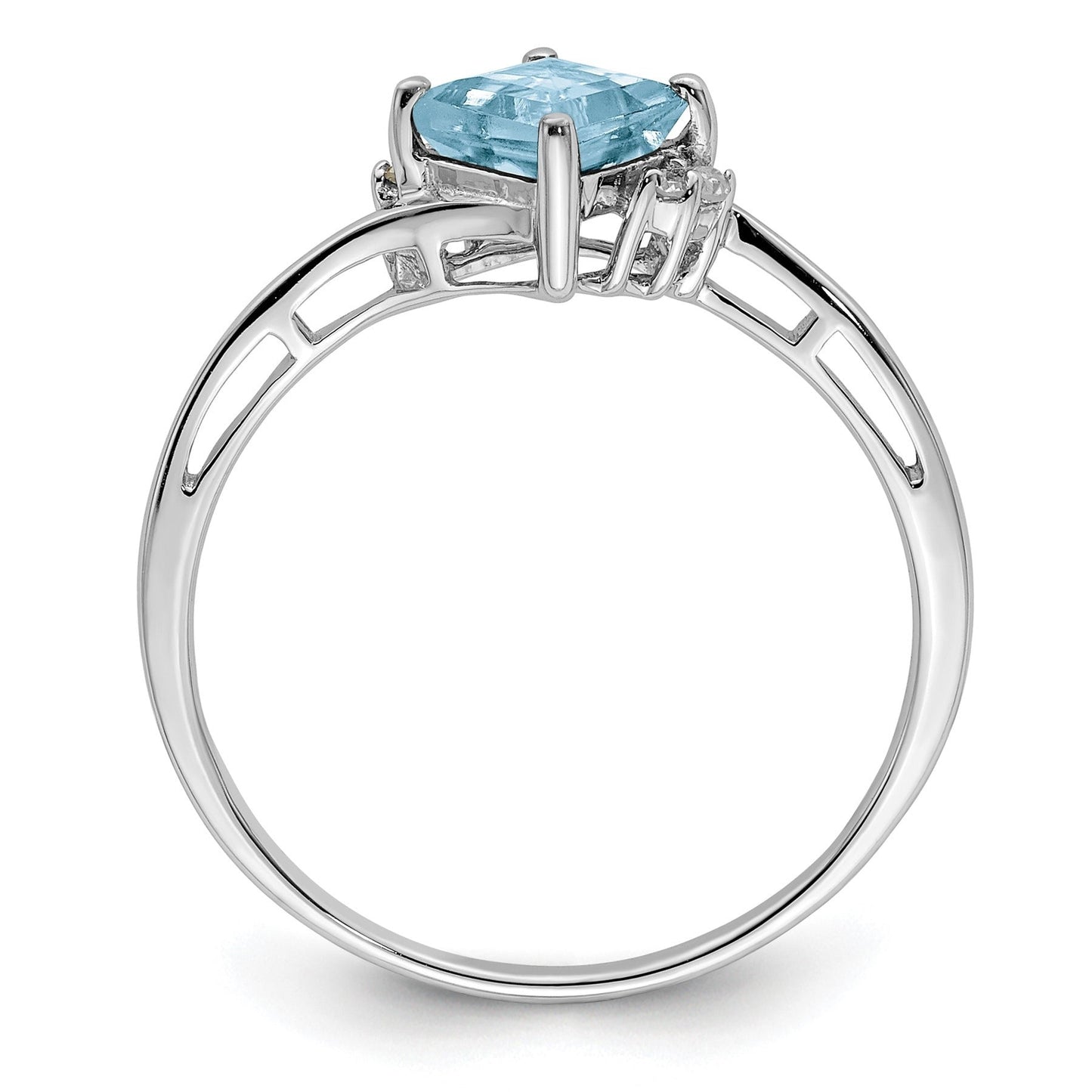 Diamond and Aquamarine Bypass Ring