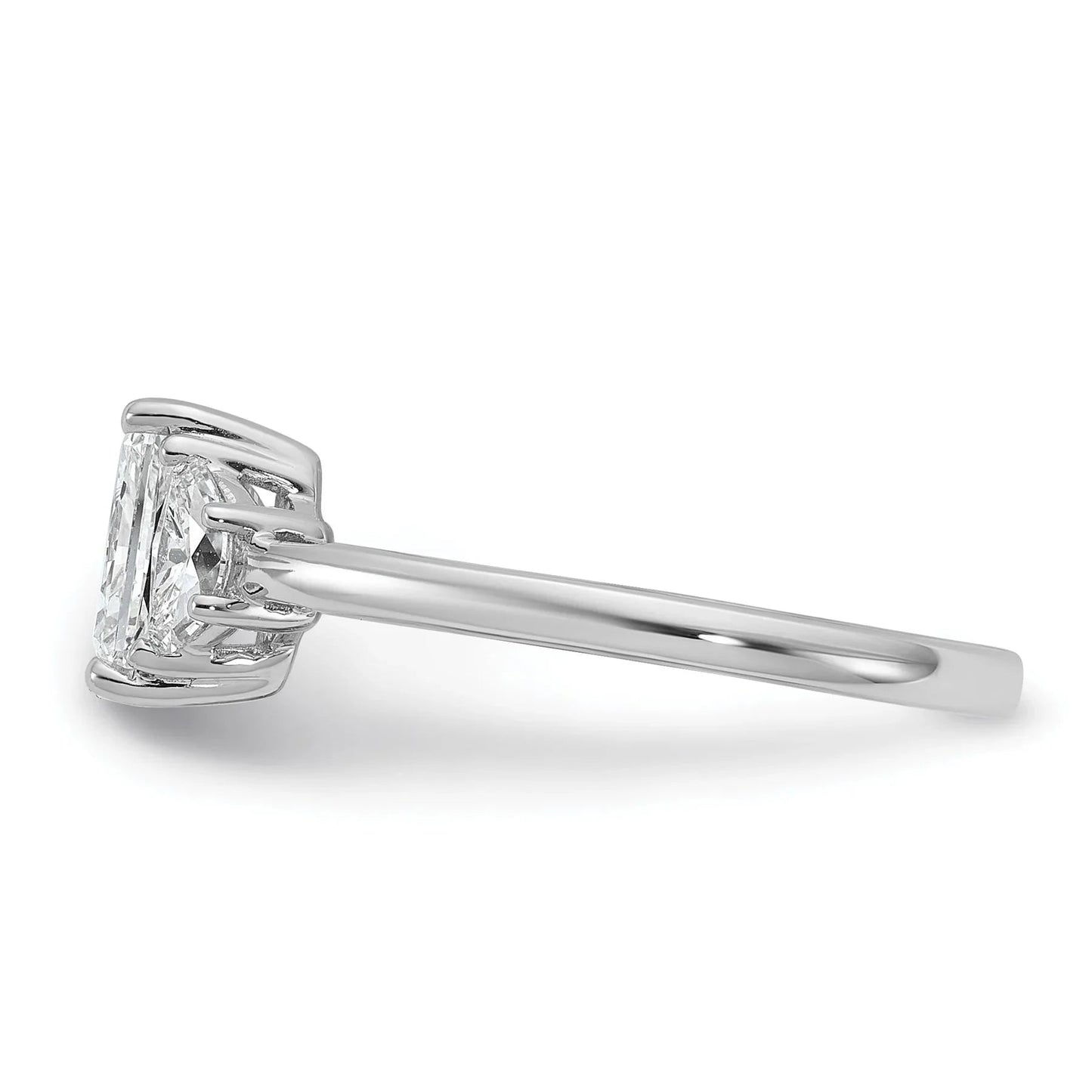 14K White Gold Lab Diamond 3 Stone Semi Mount Engagement Ring