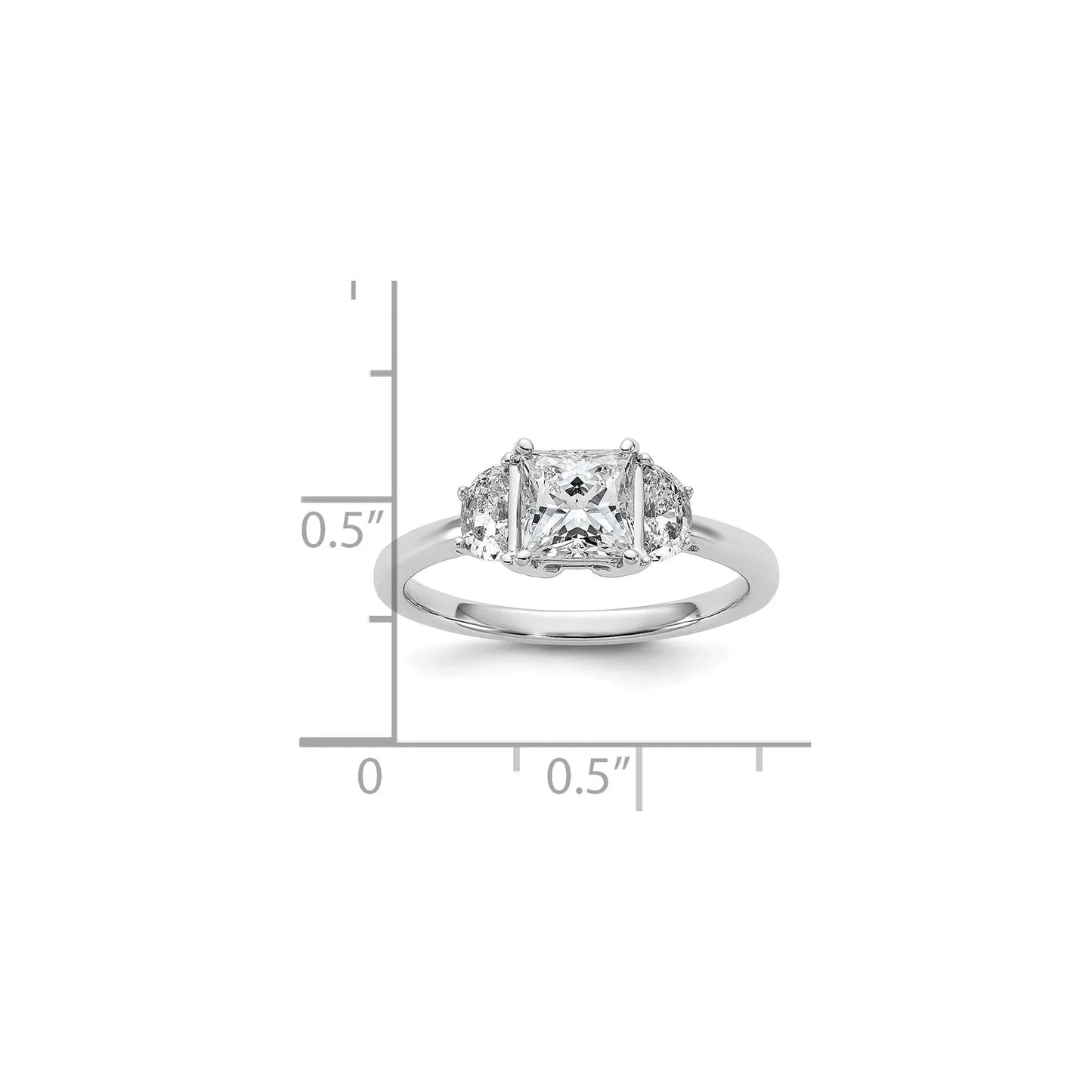 Lab Grown Diamond Princess and Half-moon 3-Stone Bridal Ring