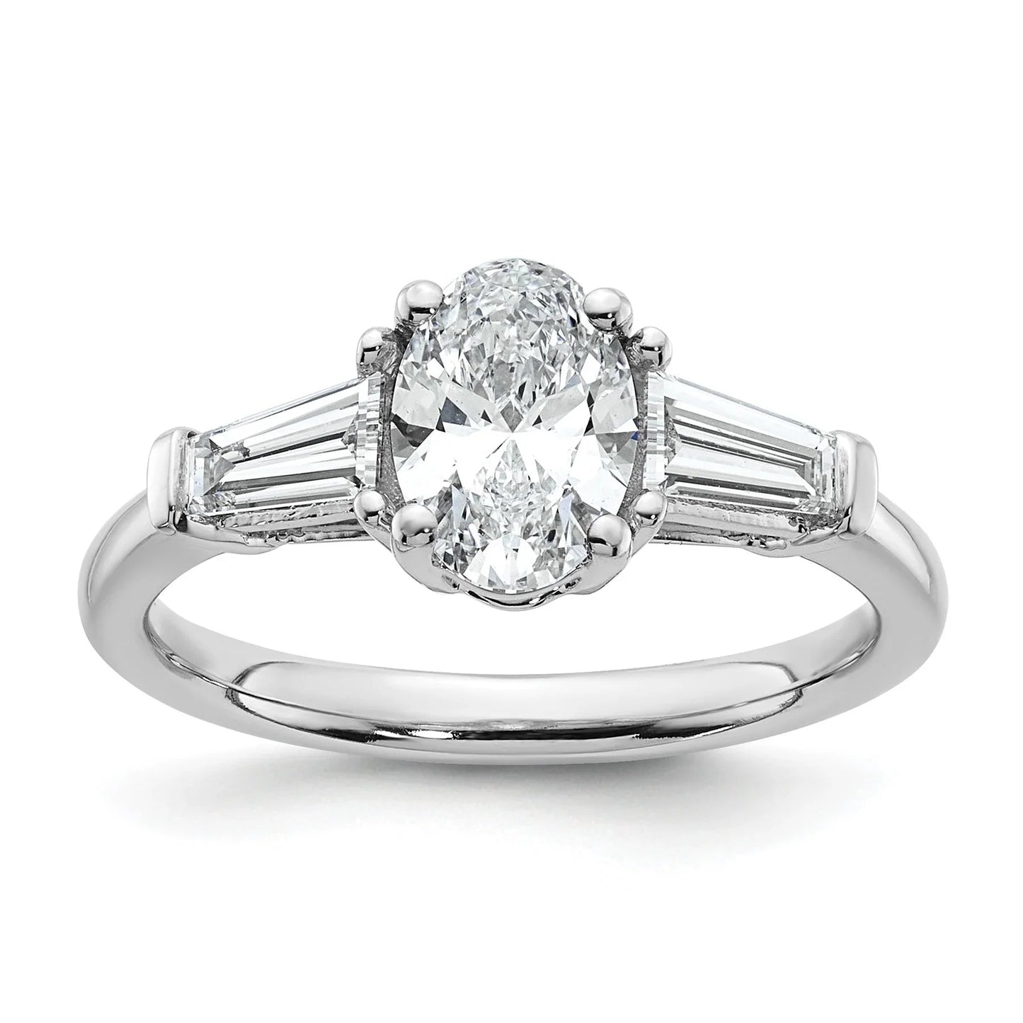 Lab Grown Diamond Oval and Baguette 3-Stone Ring