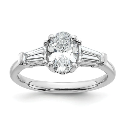 Lab Grown Diamond Oval and Baguette 3-Stone Ring