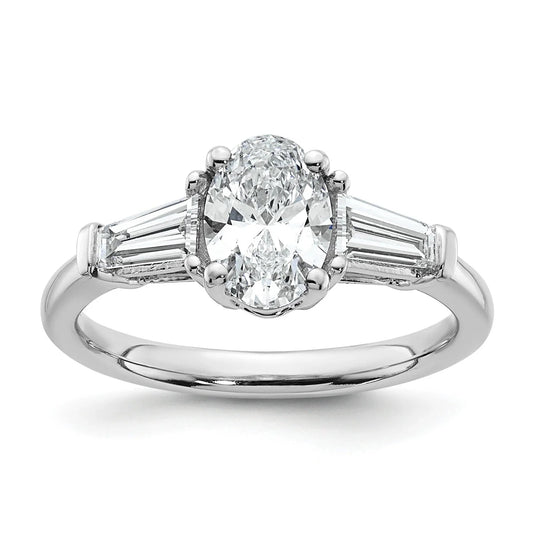 Lab Grown Diamond Oval and Baguette 3-Stone Ring