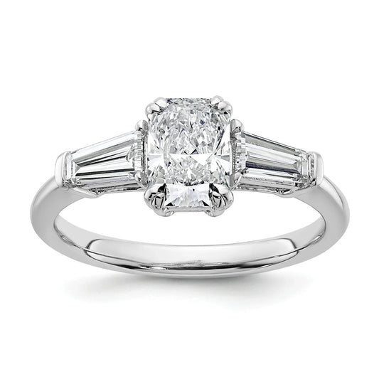 14K White Gold Lab Grown Diamond Baguette 3-Stone Bridal Rings