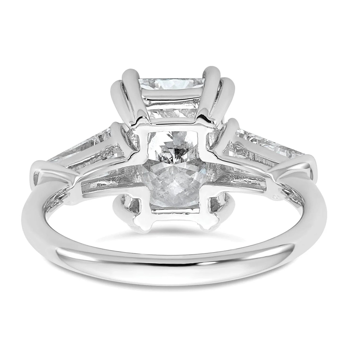 14K White Gold Lab Grown Diamond Baguette 3-Stone Bridal Rings