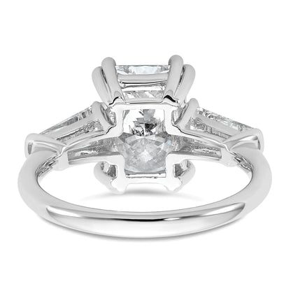 14K White Gold Lab Grown Diamond Baguette 3-Stone Bridal Rings