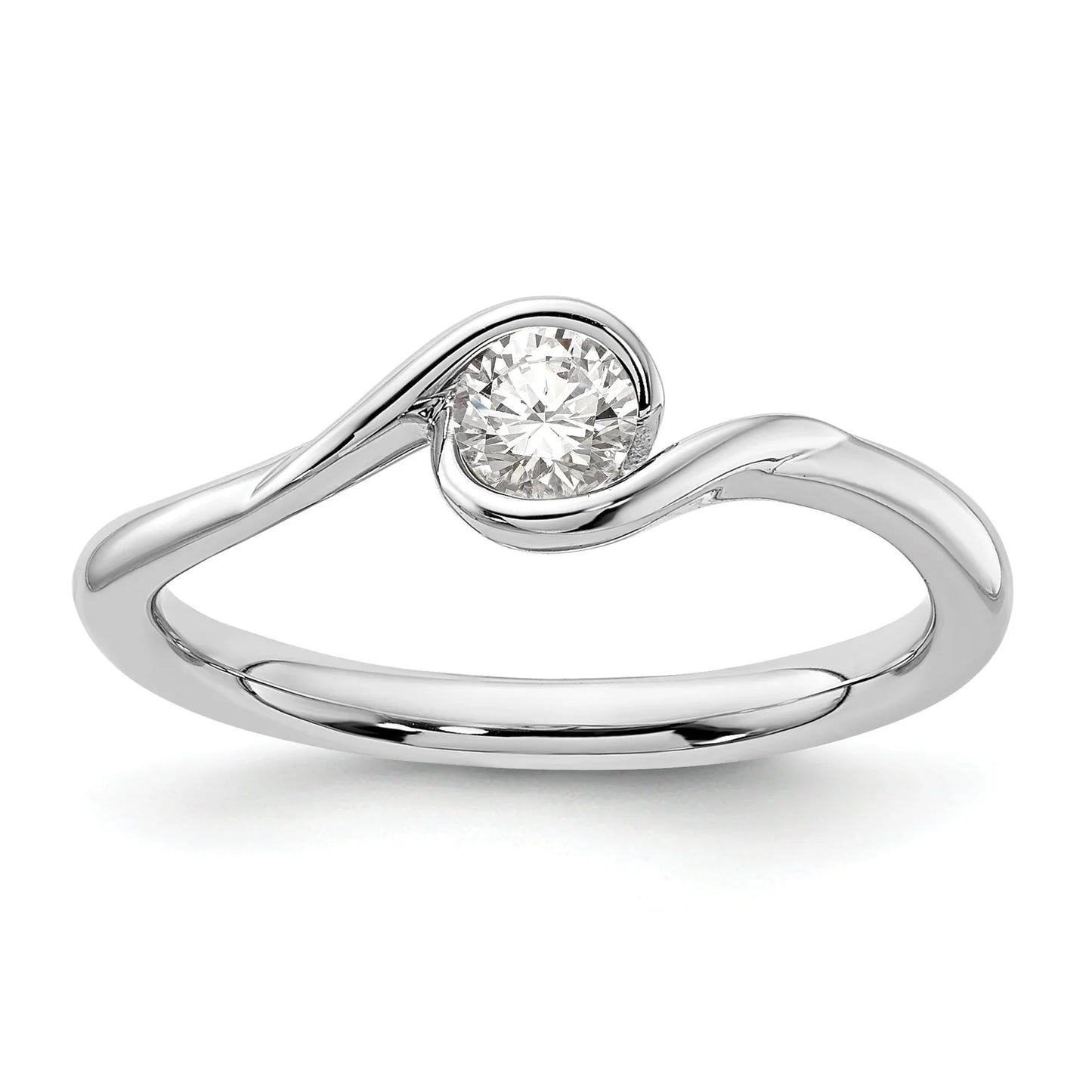 14k White Gold Lab Grown Diamond Round Solitaire Engagement Ring