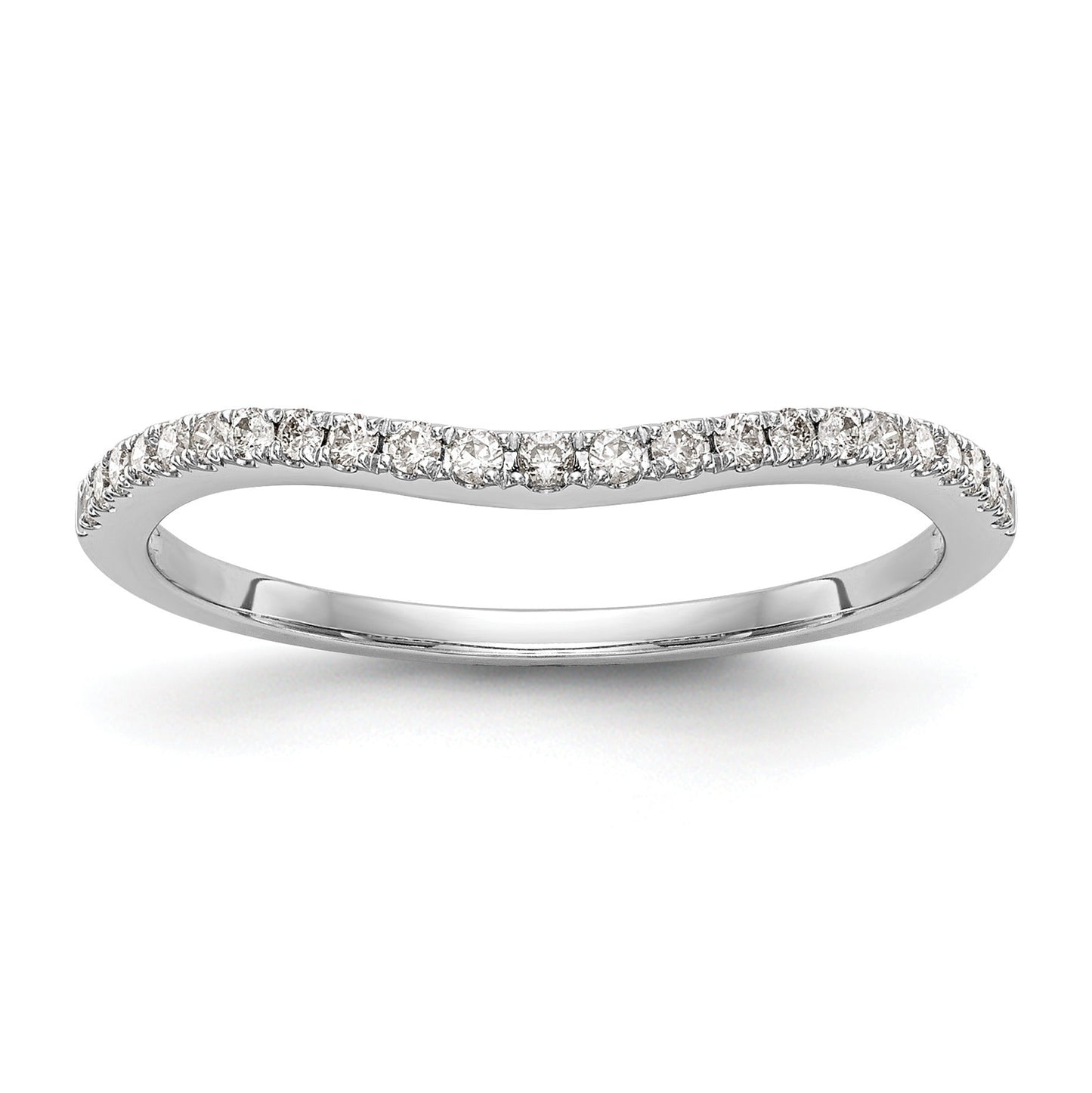 0.12 Ct Round Lab Diamond Pavé 14K White Gold Curved Wedding Enhancer Band