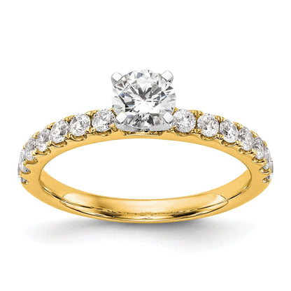 14K Gold Lab Diamond Solitaire Pave Ring