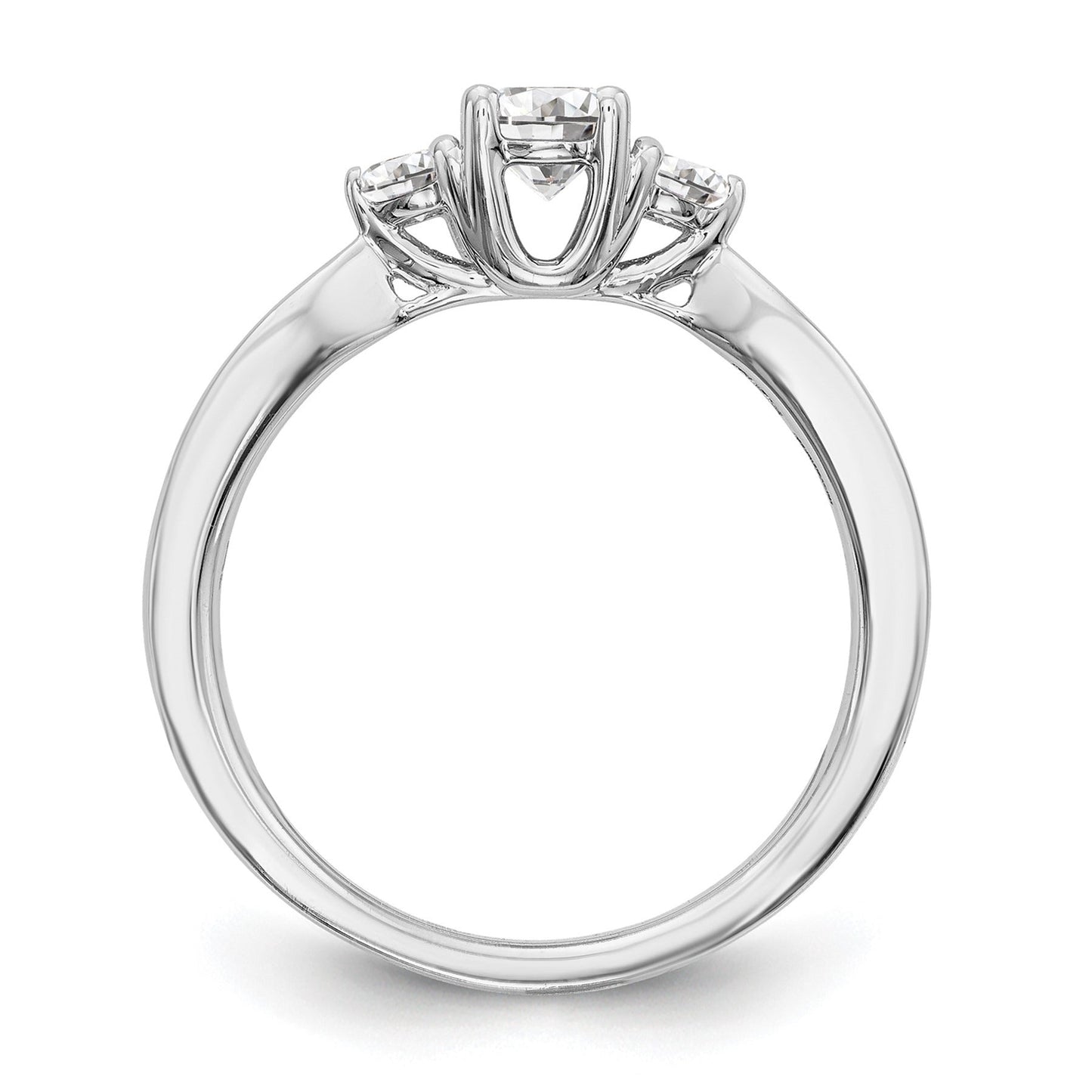 14k White Gold Lab Grown Diamond 3-Stone Engagement Ring 0.62 Ct