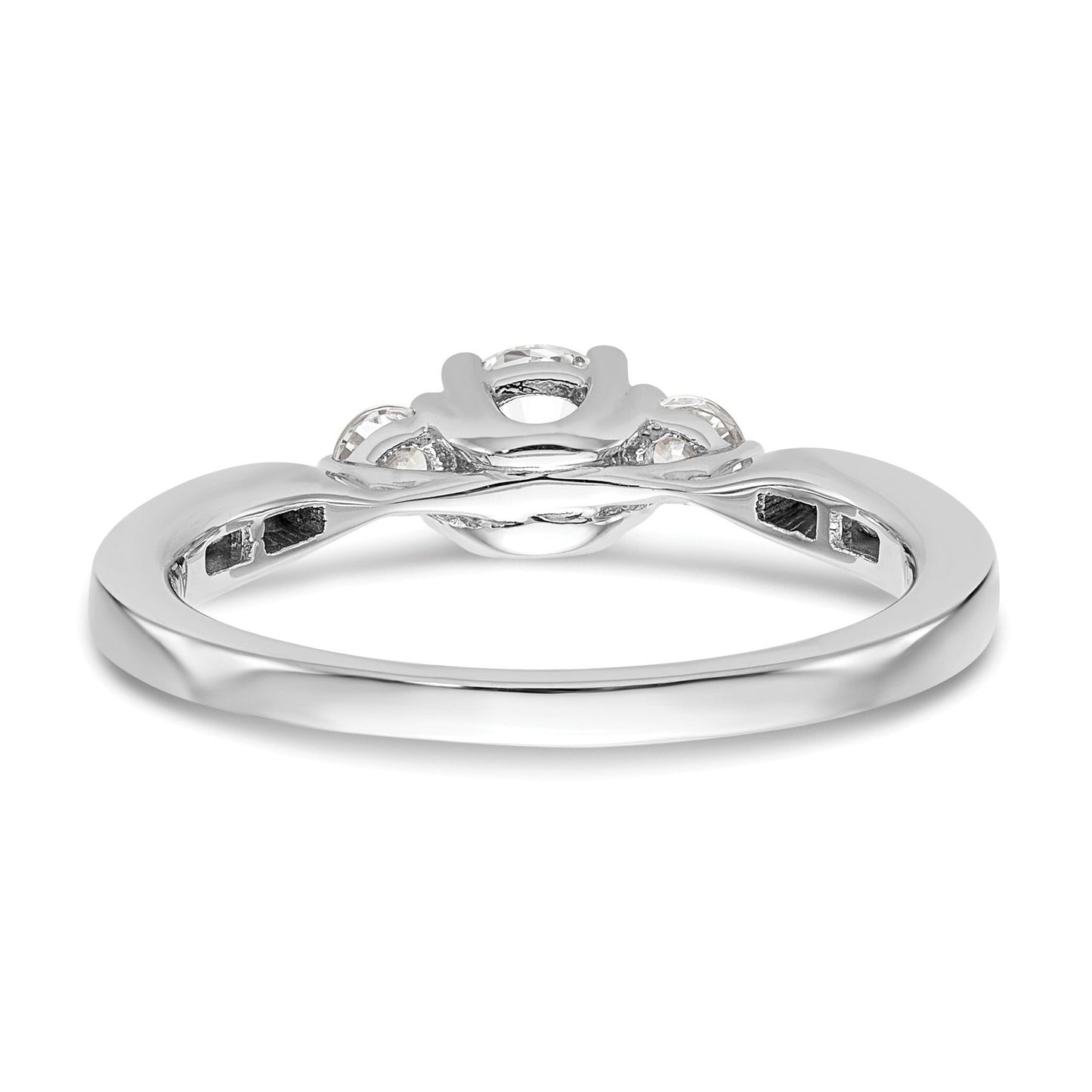 14k White Gold Lab Grown Diamond 3-Stone Engagement Ring 0.62 Ct